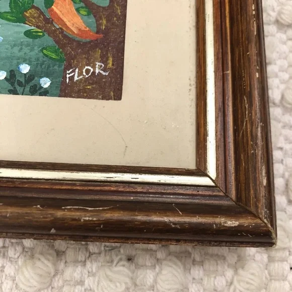 Original Folk Art/Painting/Acrylic on Canvas Picking up Cotton Signed